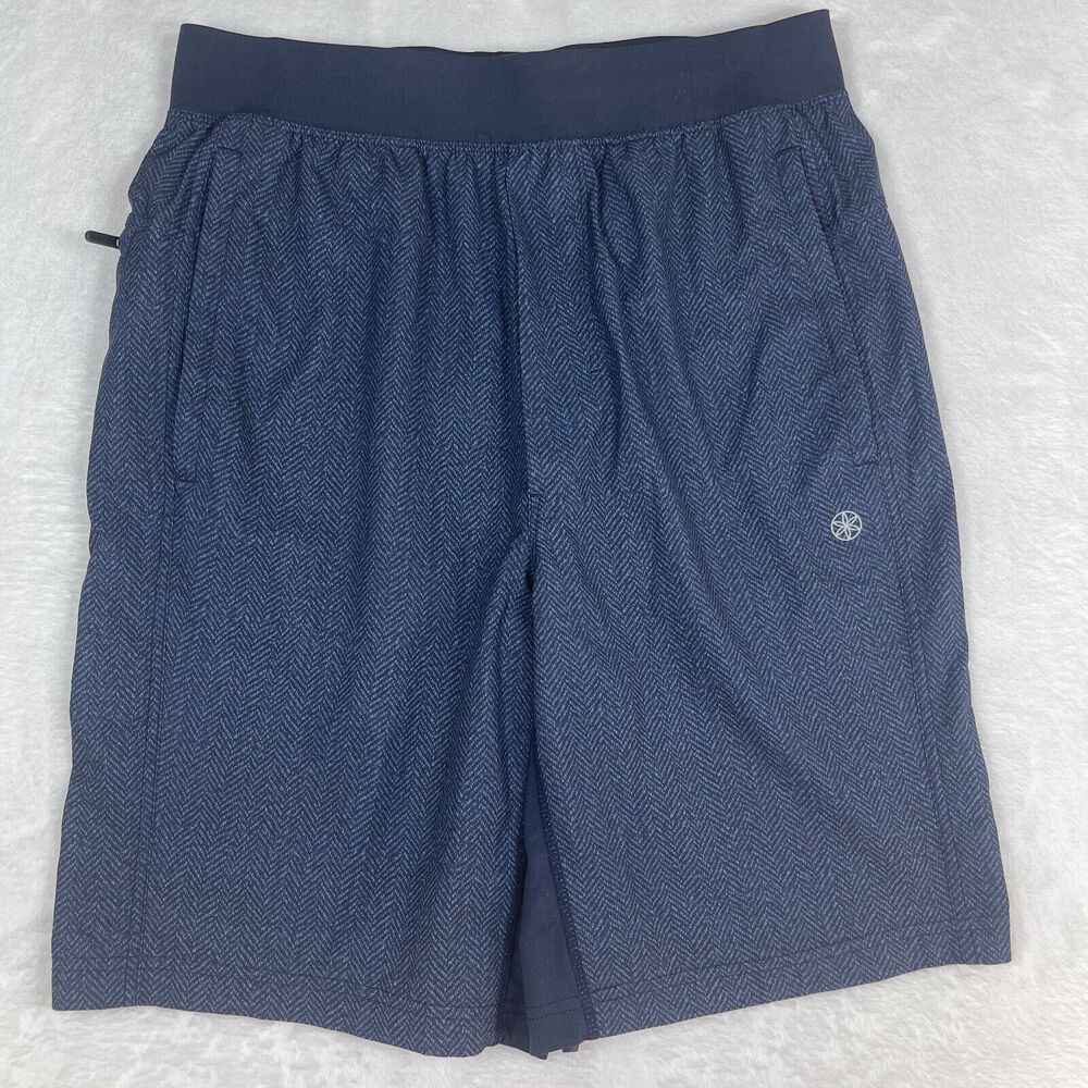 Gaiam Athletic Shorts Mens S Blue‎ Herringbone Activewear Performance Stretch